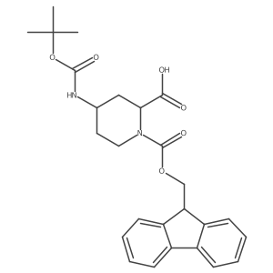 (2S,4R)-1-(((9H-fluoren-9-yl)methoxy)carbonyl)-4-((tert-butoxycarbonyl)amino)piperidine-2-carboxylic acid Structure