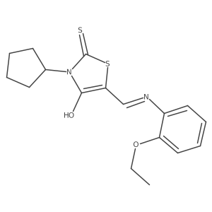 (Z)-3-cyclopentyl-5-(((2-ethoxyphenyl)amino)methylene)-2-thioxothiazolidin-4-one结构式