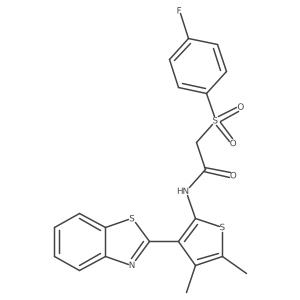 N-(3-(benzo[d]thiazol-2-yl)-4,5-dimethylthiophen-2-yl)-2-((4-fluorophenyl)sulfonyl)acetamide结构式