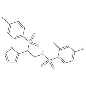 4-fluoro-N-[2-(4-fluorobenzenesulfonyl)-2-(furan-2-yl)ethyl]-2-methylbenzene-1-sulfonamide结构式