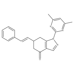 1-(4,6-dimethylpyrimidin-2-yl)-6-[(E)-2-phenylethenyl]-1,5,6,7-tetrahydro-4H-indazol-4-one结构式