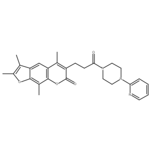 2,3,5,9-tetramethyl-6-[3-oxo-3-(4-pyridin-2-ylpiperazin-1-yl)propyl]-7H-furo[3,2-g]chromen-7-one结构式