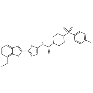 1-((4-fluorophenyl)sulfonyl)-N-(5-(7-methoxybenzofuran-2-yl)-1,3,4-oxadiazol-2-yl)piperidine-4-carboxamide Structure