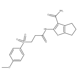 2-(3-((4-methoxyphenyl)sulfonyl)propanamido)-5,6-dihydro-4H-cyclopenta[b]thiophene-3-carboxamide结构式