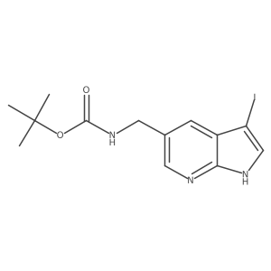 1,1-Dimethylethyl N-[(3-iodo-1H-pyrrolo[2,3-b]pyridin-5-yl)methyl]carbamate结构式
