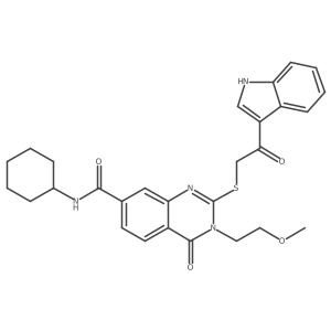 2-((2-(1H-indol-3-yl)-2-oxoethyl)thio)-N-cyclohexyl-3-(2-methoxyethyl)-4-oxo-3,4-dihydroquinazoline-7-carboxamide结构式