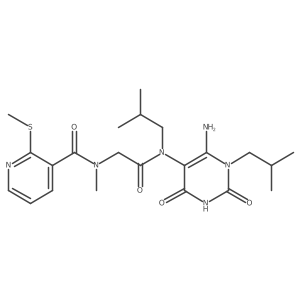 N-[6-amino-1-(2-methylpropyl)-2,4-dioxo-1,2,3,4-tetrahydropyrimidin-5-yl]-2-{N-methyl-1-[2-(methylsulfanyl)pyridin-3-yl]formamido}-N-(2-methylpropyl)acetamide Structure