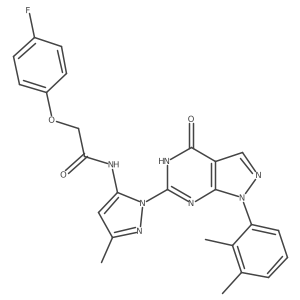 N-(1-(1-(2,3-dimethylphenyl)-4-oxo-4,5-dihydro-1H-pyrazolo[3,4-d]pyrimidin-6-yl)-3-methyl-1H-pyrazol-5-yl)-2-(4-fluorophenoxy)acetamide结构式