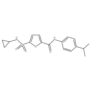CC(C)c1ccc(NC(=O)c2ccc(S(=O)(=O)NC3CC3)o2)cc1结构式