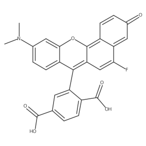 2-[10-(Dimethylamino)-5-fluoro-3-oxo-3H-benzo[c]xanthen-7-yl]-1,4-benzenedicarboxylic Acid结构式