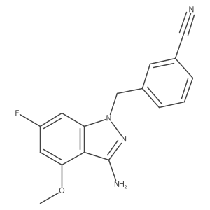 3-{[3-Amino-6-fluoro-4-(methyloxy)-1H-indazol-1-yl]methyl}benzonitrile结构式