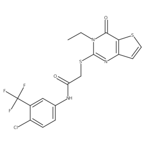 CCn1c(SCC(=O)Nc2ccc(Cl)c(C(F)(F)F)c2)nc2ccsc2c1=O结构式