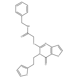N-benzyl-2-({4-oxo-3-[2-(thiophen-2-yl)ethyl]-3,4-dihydrothieno[3,2-d]pyrimidin-2-yl}sulfanyl)acetamide结构式