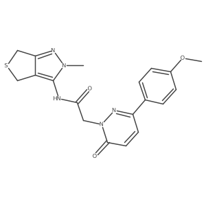 2-[3-(4-methoxyphenyl)-6-oxopyridazin-1(6H)-yl]-N-(2-methyl-2,6-dihydro-4H-thieno[3,4-c]pyrazol-3-yl)acetamide结构式