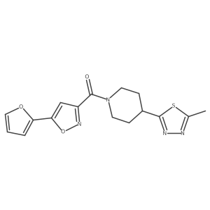 (5-(Furan-2-yl)isoxazol-3-yl)(4-(5-methyl-1,3,4-thiadiazol-2-yl)piperidin-1-yl)methanone结构式