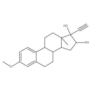 3-Methoxy-19-Norpregna-1,3,5(10)-trien-20-yne-16alpha,17-diol结构式