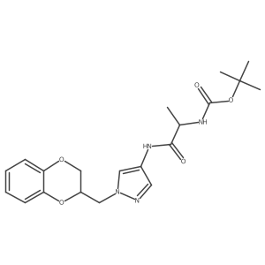 tert-butyl (1-((1-((2,3-dihydrobenzo[b][1,4]dioxin-2-yl)methyl)-1H-pyrazol-4-yl)amino)-1-oxopropan-2-yl)carbamate Structure