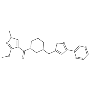(3-methoxy-1-methyl-1H-pyrazol-4-yl)(3-((3-(pyrazin-2-yl)-1,2,4-oxadiazol-5-yl)methyl)piperidin-1-yl)methanone结构式