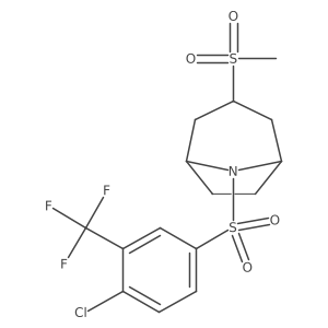 (1R,5S)-8-((4-chloro-3-(trifluoromethyl)phenyl)sulfonyl)-3-(methylsulfonyl)-8-azabicyclo[3.2.1]octane Structure