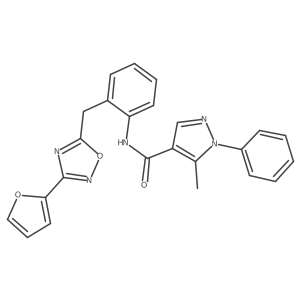 N-(2-((3-(furan-2-yl)-1,2,4-oxadiazol-5-yl)methyl)phenyl)-5-methyl-1-phenyl-1H-pyrazole-4-carboxamide Structure