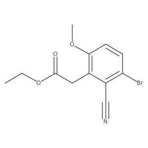 Ethyl 3-bromo-2-cyano-6-methoxyphenylacetate结构式