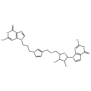 Guanosine, 5a(2)-O-[[1-[3-(2-amino-1,6-dihydro-6-oxo-9H-purin-9-yl)propyl]-1H-1,2,3-triazol-4-yl]methyl]- Structure