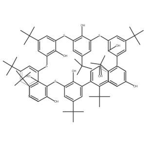 5,11,17,23,29,35,41,47-Octatert-butyl-2,8,14,20,26,32,38,44-octathianonacyclo[43.3.1.13,7.19,13.115,19.121,25.127,31.133,37.139,43]hexapentaconta-1(48),3,5,7(56),9,11,13(55),15,17,19(54),21,23,25(53),27(52),28,30,33(51),34,36,39(50),40,42,45(49),46-tetracosaene-49,50,51,52,53,54,55,56-octol Structure