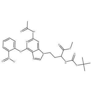 (S)-Methyl 4-(2-acetamido-6-(2-nitrophenoxy)-9H-purin-9-yl)-2-((tert-butoxycarbonyl)amino)butanoate结构式