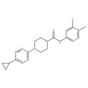 4-(6-cyclopropylpyridazin-3-yl)-N-(3,4-dichlorophenyl)piperazine-1-carboxamide结构式