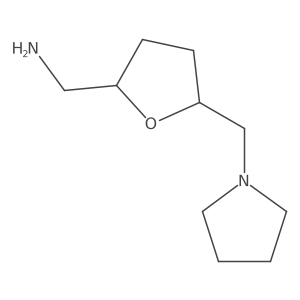 rac-[(2R,5S)-5-[(pyrrolidin-1-yl)methyl]oxolan-2-yl]methanamine结构式