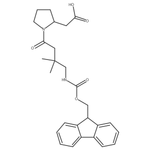2-[(2S)-1-[4-({[(9H-fluoren-9-yl)methoxy]carbonyl}amino)-3,3-dimethylbutanoyl]pyrrolidin-2-yl]acetic acid结构式