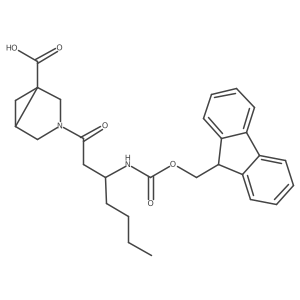 3-[(3S)-3-({[(9H-fluoren-9-yl)methoxy]carbonyl}amino)heptanoyl]-3-azabicyclo[3.1.0]hexane-1-carboxylic acid结构式