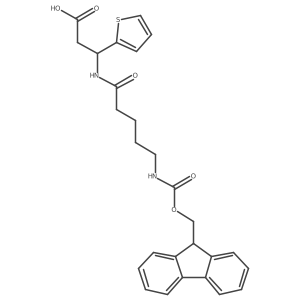 3-[5-({[(9H-fluoren-9-yl)methoxy]carbonyl}amino)pentanamido]-3-(thiophen-2-yl)propanoic acid结构式