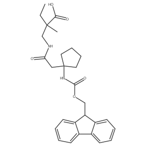 2-({2-[1-({[(9H-fluoren-9-yl)methoxy]carbonyl}amino)cyclopentyl]acetamido}methyl)-2-methylbutanoic acid Structure