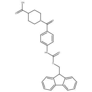 1-[4-({[(9H-fluoren-9-yl)methoxy]carbonyl}amino)benzoyl]piperidine-4-carboxylic acid结构式