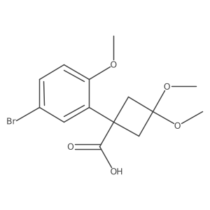 1-(5-Bromo-2-methoxyphenyl)-3,3-dimethoxycyclobutane-1-carboxylic acid结构式