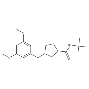 N-tert-butyl-1-[(3,5-dimethoxyphenyl)methyl]pyrrolidine-3-carboxamide结构式