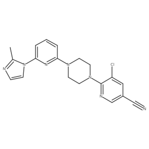 5-chloro-6-{4-[6-(2-methyl-1H-imidazol-1-yl)pyridin-2-yl]piperazin-1-yl}pyridine-3-carbonitrile结构式