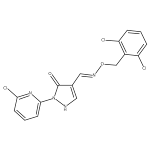(4Z)-1-(6-chloropyridin-2-yl)-4-({[(2,6-dichlorophenyl)methoxy]amino}methylidene)-4,5-dihydro-1H-pyrazol-5-one Structure