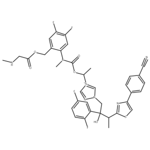 Glycine, N-methyl-, [2-[[[1-[1-[(2R,3R)-3-[4-(4-cyanophenyl)-2-thiazolyl]-2-(2,5-difluorophenyl)-2-hydroxybutyl]-1H-1,2,4-triazolium-4-yl]ethoxy]carbonyl]methylamino]-4,5-difluorophenyl]methyl ester结构式