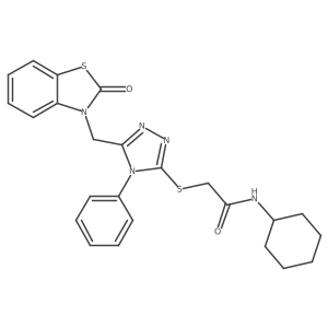 N-cyclohexyl-2-((5-((2-oxobenzo[d]thiazol-3(2H)-yl)methyl)-4-phenyl-4H-1,2,4-triazol-3-yl)thio)acetamide Structure