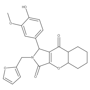 2-(furan-2-ylmethyl)-1-(4-hydroxy-3-methoxyphenyl)-4a,5,6,7,8,8a-hexahydro-1H-chromeno[2,3-c]pyrrole-3,9-dione Structure