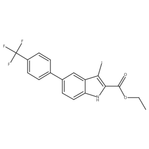 3-Iodo-5-(4-trifluoromethylphenyl)indole-2-carboxylic acid ethyl ester结构式