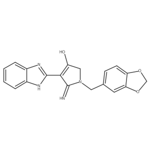 5-amino-4-(1H-benzimidazol-2-yl)-1-(1,3-benzodioxol-5-ylmethyl)-1,2-dihydro-3H-pyrrol-3-one结构式