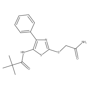 N-{2-[(carbamoylmethyl)sulfanyl]-4-phenyl-1,3-thiazol-5-yl}-2,2-dimethylpropanamide结构式