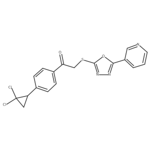 1-[4-(2,2-Dichlorocyclopropyl)phenyl]-2-{[5-(pyridin-3-yl)-1,3,4-oxadiazol-2-yl]sulfanyl}ethanone结构式