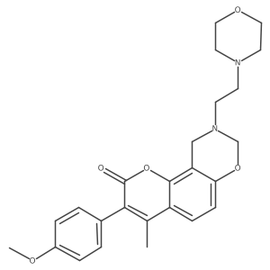 3-(4-methoxyphenyl)-4-methyl-9-(2-morpholinoethyl)-9,10-dihydrochromeno[8,7-e][1,3]oxazin-2(8H)-one结构式
