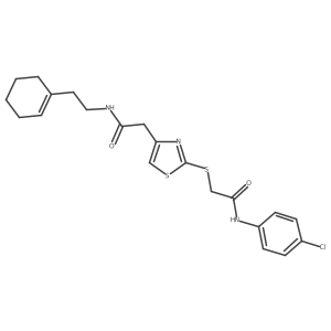 N-(4-chlorophenyl)-2-((4-(2-((2-(cyclohex-1-en-1-yl)ethyl)amino)-2-oxoethyl)thiazol-2-yl)thio)acetamide Structure