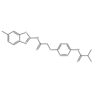 N-(6-((2-((6-methylbenzo[d]thiazol-2-yl)amino)-2-oxoethyl)thio)pyridazin-3-yl)isobutyramide结构式