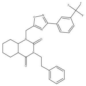 3-(2-Phenylethyl)-1-[[3-[3-(trifluoromethyl)phenyl]-1,2,4-oxadiazol-5-yl]methyl]-4a,5,6,7,8,8a-hexahydroquinazoline-2,4-dione结构式